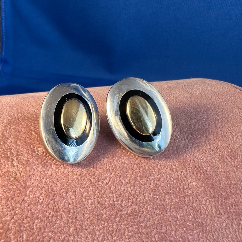 Sterling And 18 Kt Gold Earrings